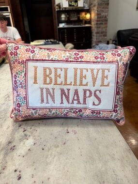 I Believe In Naps Floral Accent Pillow